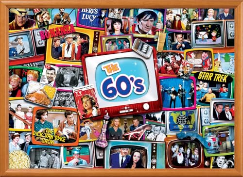 MasterPieces - 1000 Piece Jigsaw Puzzle, Nostalgic 60’s TV Shows Collage, Retro Entertainment Fun for Adults, Family, Kids, Non-Glare Finish, 19.25" x 26.75" - style: 60s Shows