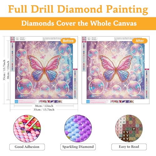 Diamond Art Kits for Adults & Beginners, Butterfly Diamond Painting Kit - color: HMDPUS-25402