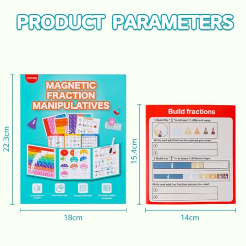 Magnetic Fraction Educational Set, 164Pcs Montessori Math Manipulatives, Fraction Tiles & Circles Set with Dry-Erase Board, Teaching Aid for Middle School & Adult Learners