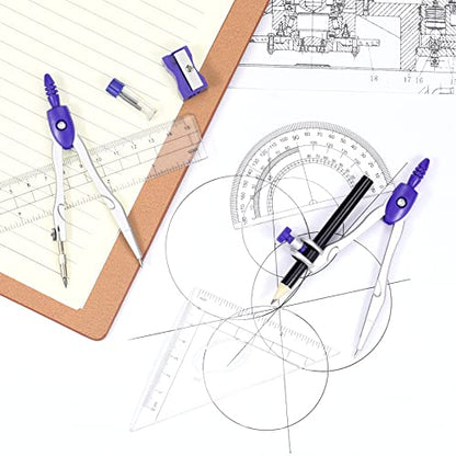 Unjoo Math Geometry Set 10 Pcs, Compass and Protractor for Students(Purple - color: Purple1