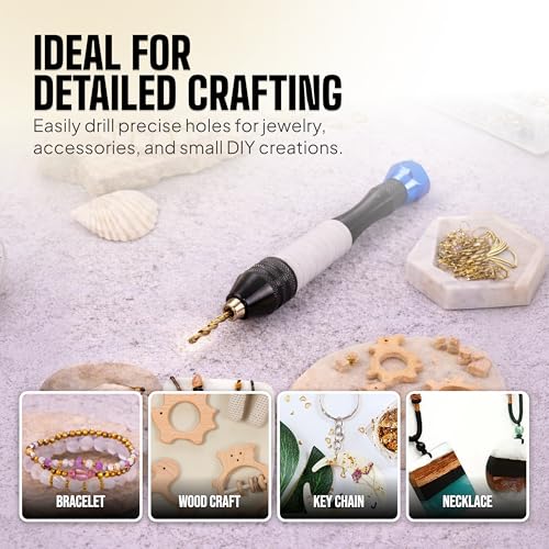 Jewelry Hand Drill Pin Vise, Micro Drill Bits Set for Resin & Crafts, Blue - style: Classic