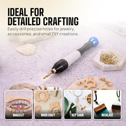 Jewelry Hand Drill Pin Vise, Micro Drill Bits Set for Resin & Crafts, Blue - style: Classic