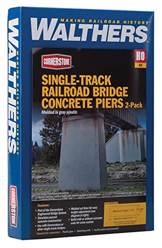 Walthers Cornerstone Single-Track Railroad Bridge Concrete Piers pkg(2) 933-4550 HO Scale Model Railroad - Structure Kit - style: Single-Track Railroad Bridge Concrete Piers pkg(2)