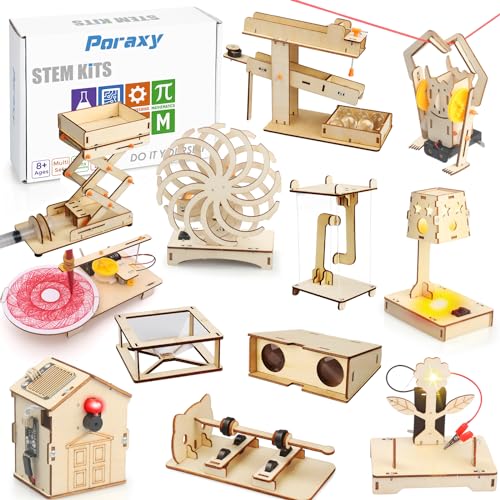 STEM Science Kits for Kids 8-10-12, Toys for Ages 8-13, Gifts for 8 9 10 11 12 13 Year Old Boys and Girls, Wooden 3D Puzzles, Educational Projects, Crafts Building Kits