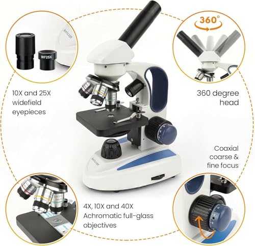 AmScope Digital Cordless Compound Monocular Microscope, 1.3MP Camera - style: M158C-2L-E1