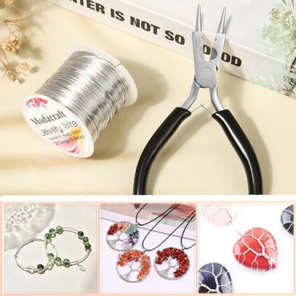 20 Gauge Silver Jewelry Making Wire with 4 in 1 Plier modacraft 82FT Craft Wire 0.8mm Tarnish Resistant Copper Wire Beading Wire for Jewelry Making Supplies and Crafting - color: Silver, size: 20 Gauge