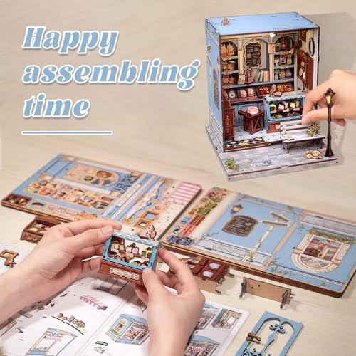 Fsolis Book Nook Kit, DIY Booknook Miniature Bakery House (Sweet Marie) - color: Sweet Marie