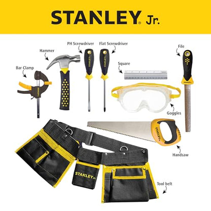 Stanley Jr. 10-Piece Kids Tool Set Belt Pouch Real Construction Tools