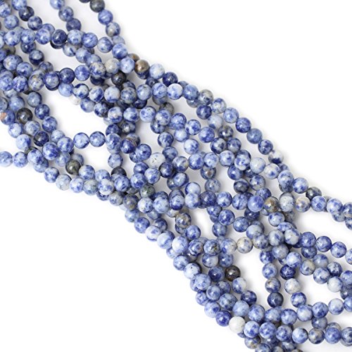 60PCS 6mm Natural Blue White Sodalite Gemstone Round Loose Beads for Jewelry Making 1 Strand 15" - color: Blue White Sodalite, size: 6mm