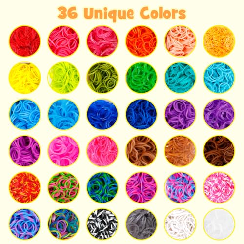 INSCRAFT Rubber Band Refill Kit: 18,950+ Rubber Bands in 37 Colors, S-Clips, Beads, Backpack Hooks, Tassels and More, DIY Friendship Bracelet Making Kits, Christmas Birthday Gift for Kids