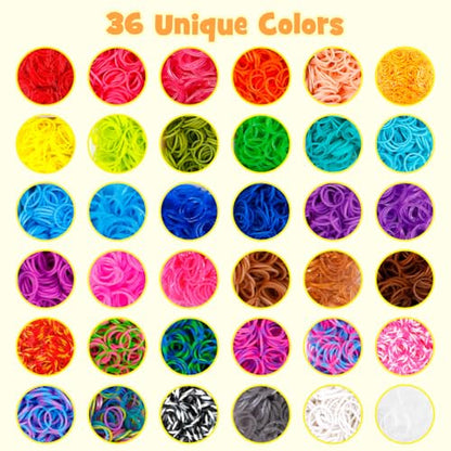 INSCRAFT Rubber Band Refill Kit: 18,950+ Rubber Bands in 37 Colors, S-Clips, Beads, Backpack Hooks, Tassels and More, DIY Friendship Bracelet Making Kits, Christmas Birthday Gift for Kids