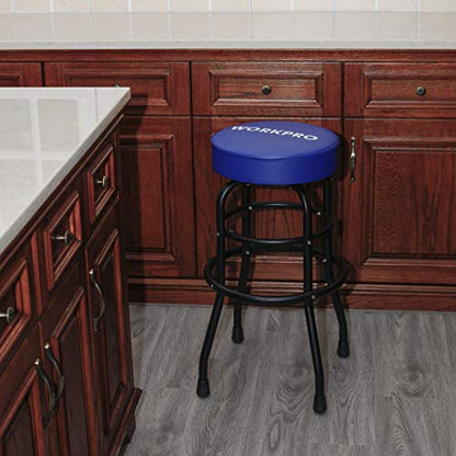 WORKPRO Heavy-Duty Garage Shop Stool, Swivel Cushion Seat, Steel Frame