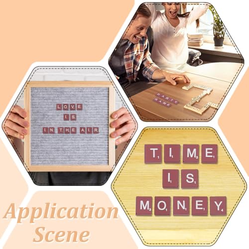 INFUNLY 400 Pcs Wooden Letter Tiles Red Scrabble Tiles with 2 Pouchs A-Z Capital Letters for Making Alphabet Coasters Letter Replacement Pieces for Spelling Scrapbooking Crossword Domino Crafts