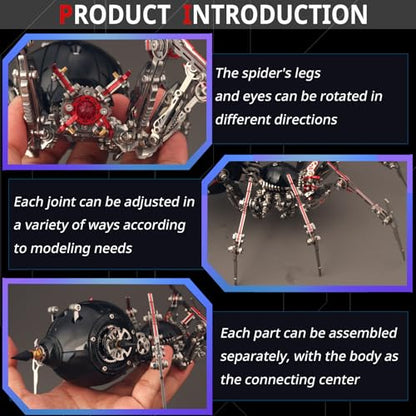 3D Metal Puzzles for Adults,3D Spider Metal Model Kits Metal Building Kit - color: Black and Red