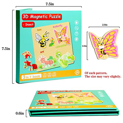 Magnetic Puzzles for Kids Ages 3-5, Travel Toddler Insect Puzzle Toy - style: Insect