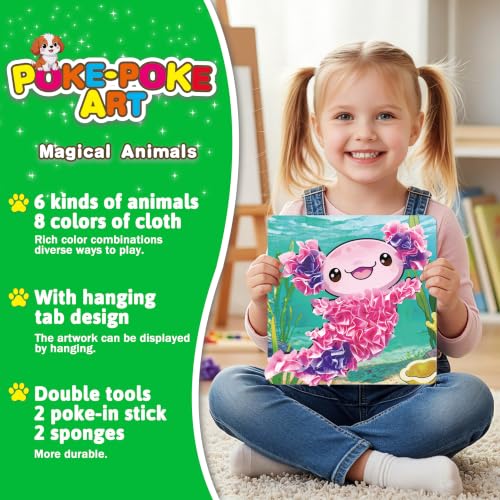 AGENTLAN Animal Poke Art Kit,Mess-Free Crafts for Kids Ages 3-8 - style: Animal