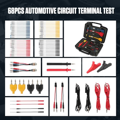 68 Pcs Automotive Circuit Test Lead Kit,Multimeter Test Leads Set,Electrical Breakout Leads Automotive Kit with 48 Pcs Terminals,Alligator Clip,Acicular Probe