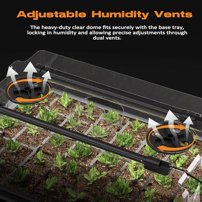 Patigrow 80-Cell Self-Watering Seed Starter Tray with Grow Light, Seed Starter Kit with 4.07” Humidity Dome, Indoor Seedling Starter Tray, Seed Starting Trays for Plant Germination, Seeds Growing
