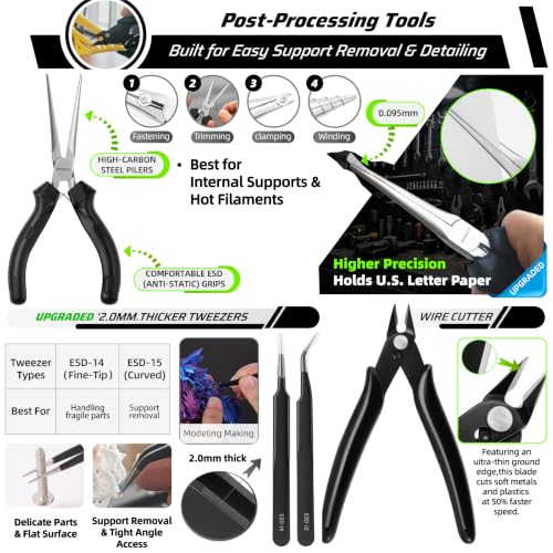 60pcs 3D Printer Tools Kit for Precision Printer Care, Model Post-Processing & Finishing incl. Premium Screwdriver Set, 3D Printer Accessories, Compatible with Bambu Lab, Ender 3, All FDM/SLA Printers - style: Daily Project Kit