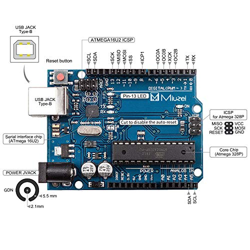 Miuzei Starter Kit with Breadboard Power Supply Compatible with Arduino IDE
