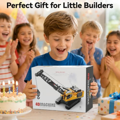 Remote Control Crane Toy for Boys, 2.4GHz RC Crawler Crane with Metal Hook & 2x1200mAh Batteries, 1:18 12-Ch RC Construction Vehicle with Lights, Sound,Spray, Birthday Gift for Kids Ages 8-12 - size: 7.3*4.5*7.5IN