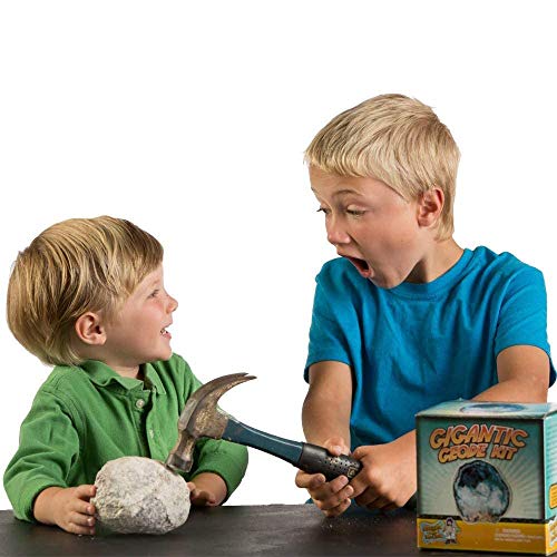 Blue Marble Break Open A Gigantic Geode – Break Your Own Large Geode with Crystals, Earth Science Kit for Kids to Learn Geology, Gifts for Rock Collectors, Cool Rocks for Boys and Girls