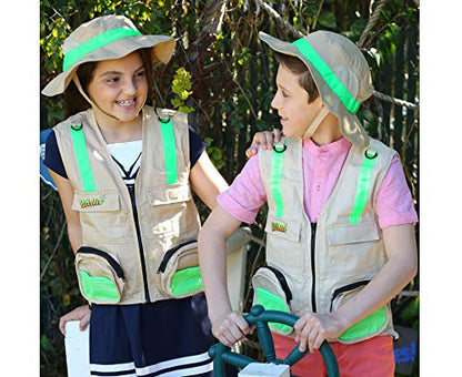 Kids Cargo Vest for Boys and Girls with Reflective Safety Straps - color: Tan, size: 8-12 Years
