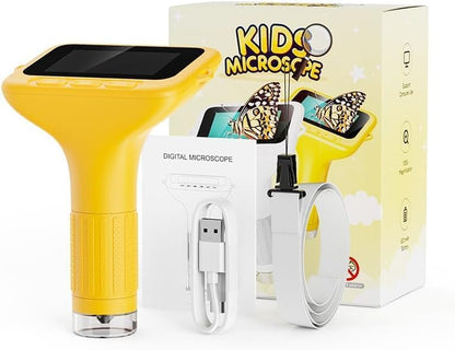 1000X Digital Microscope for Kids, 3" Screen, Handheld Photo Video - color: Warm yellow