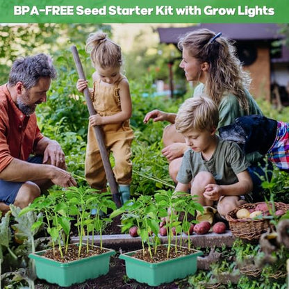 Seed Starter Trays with Grow Lights and Heat Mat, 72 Cells Seed Starter Kit with Lights, 3 Lighting Mode, 4 Timing Set, Germination Kit for Seed Starting Trays with High Humidity Control Domes - color: Green