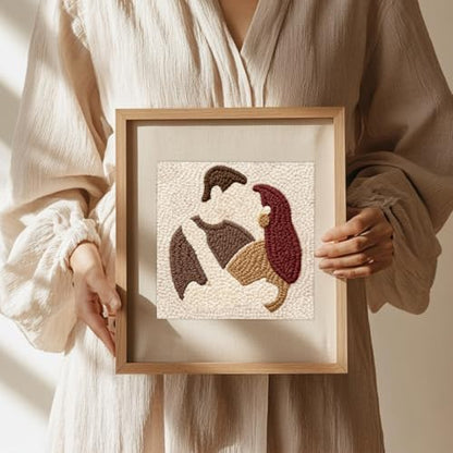 Doodlream Embracing Lovers DIY Punch Needle Embroidery Kit for Adult Beginner, 9.4" Valentine's Day Punch Stitching Craft Set for Starter with Frame,Fabric Pattern,Threader, Yarn, Pinch Needle - color: Embracing Lovers