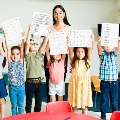 24Pcs Handwriting Practice Double Sided Cardboard for Student ABC Alphabet Tracing Dry Erase Whiteboard Letters Numbers Writing Paper Cardboard for Teacher Teaching Tool Portable12 x 9" - style: ABC Alphabet Tracing & Numbers