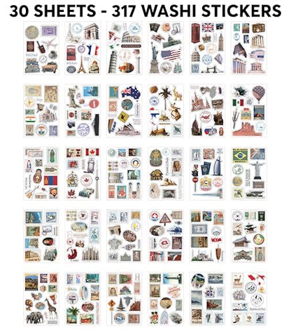 Travel Stickers for Scrapbooking & Journaling - Travel Scrapbook Supplies - color: Tales of Travel