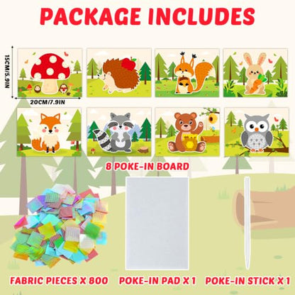 Lonfliness 8Pcs Forest Animal Poke in Craft Kits for Kids Mess Free DIY Art - style: Forest