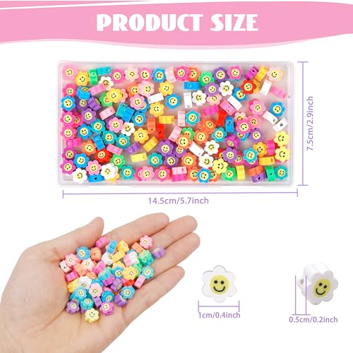 180 Pcs Flower Polymer Clay Beads for Charms Making Pony Bead Shapes for Friendship Bracelets Spacer Beads Supplies for DIY Bracelet Pendants Earring Necklace Jewelry Making - color: 180 Pcs Colorful Flower