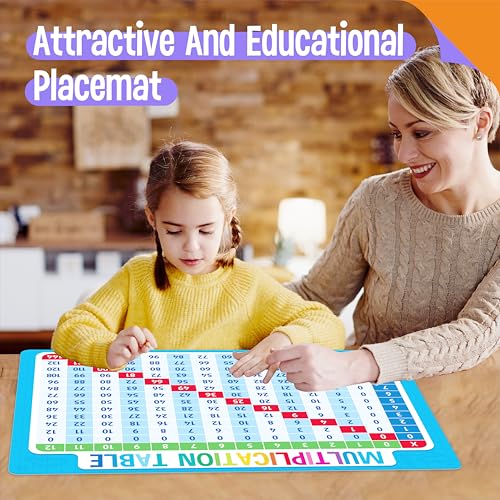 6 Pack Placemats for Kids, Non-Slip Washable Table Mat, Reusable Subtraction, Multiplication, Fraction, Addition, Division Placemats for Home, Kindergarten, Classroom, Nursery - style: Mathematics