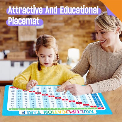 6 Pack Placemats for Kids, Non-Slip Washable Table Mat, Reusable Subtraction, Multiplication, Fraction, Addition, Division Placemats for Home, Kindergarten, Classroom, Nursery - style: Mathematics