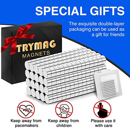TRYMAG Small Rare Earth Magnets, 280Pcs Neodymium Magnet - color: Silver, size: 3x2mm-280Pcs