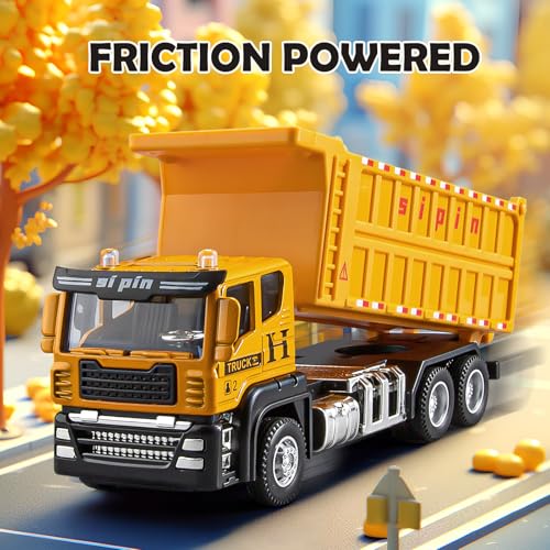 4 Packs Metal Construction Trucks Playsets, Mini Friction Powered Engineering Vehicle, Crane, Excavator, Cement Mixer, Dump Truck Toys for Boys 3-5 Years Old, Die-Cast Trucks for Toddlers Kid - style: Construction Trucks Set