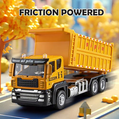 4 Packs Metal Construction Trucks Playsets, Mini Friction Powered Engineering Vehicle, Crane, Excavator, Cement Mixer, Dump Truck Toys for Boys 3-5 Years Old, Die-Cast Trucks for Toddlers Kid - style: Construction Trucks Set