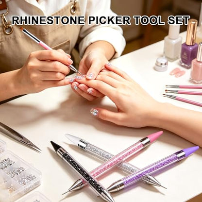 32Pcs Rhinestone Picker Tool, Nail Bedazzling Tools Rhinestones Wax Pencil