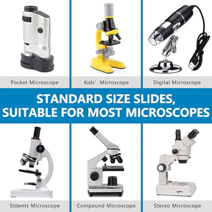 Microscope Slides with Specimens for Kids, 30 Lab-Grade Prepared Microscope Slides, Animal Plant Microbe Cells, STEM Biology Kit for Kids Ages 6-8 Homeschool, Classroom Labs & Science Education - size: Ages 6-8