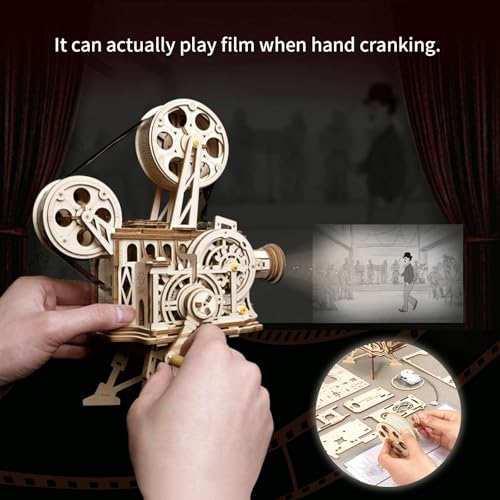 ROKR 3D Wooden Puzzles for Adults- 183pcs Mechanical Model Building Kit Wooden Craft Movie Projector Gift for Adults 14+ (Vitascope)