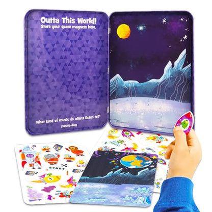 Highlights Activity Box Magnetic Play Set - Bundle with Magnetic Create A Scene Creation Board Tin Featuring Outer Space and More Plus Door Hanger