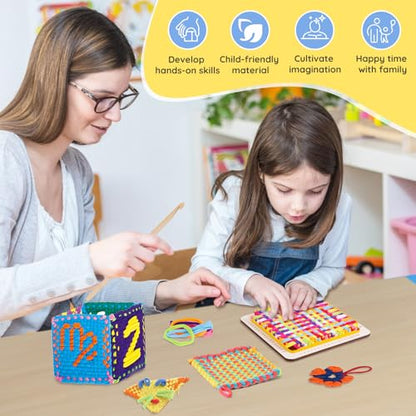 Weaving Loom Kit Toys for Kids and Adults - with Wooden Base Scale Markings - color: Potholder Weaving Loom Loop Refills