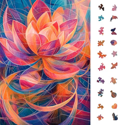 1000 Piece Jigsaw Puzzle for Adults, Abstract Lotus Puzzle - color: Vibrant Lotus