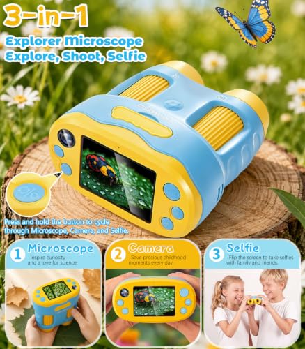 Handheld Digital Microscope for Kids, STEM Science Kits Ages 4-12 - color: blue