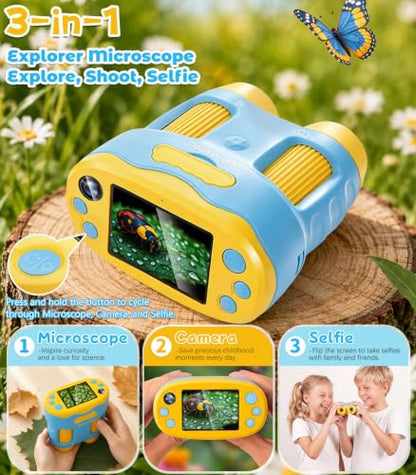 Handheld Digital Microscope for Kids, STEM Science Kits Ages 4-12 - color: blue