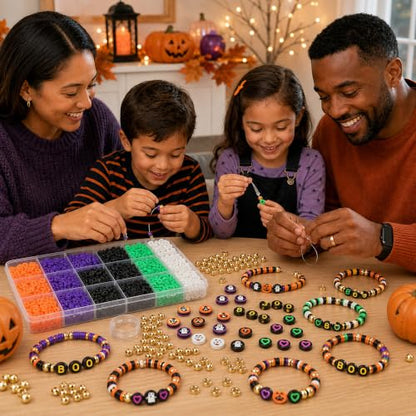 Halloween Bracelet Making Kit with Disc Beads and Gold Tone Spacers - color: style 01