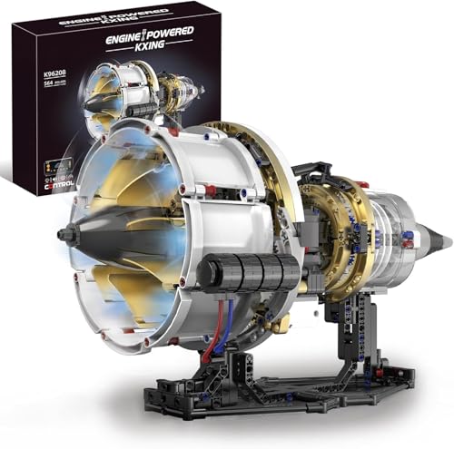 BRICXOR Aircraft Engine Building Kit, Mechanical Aviation Turbojet Engine Model Kit That Runs, Collectible Blocks Kit for Adults, Science Education STEM Set (564 PCS)