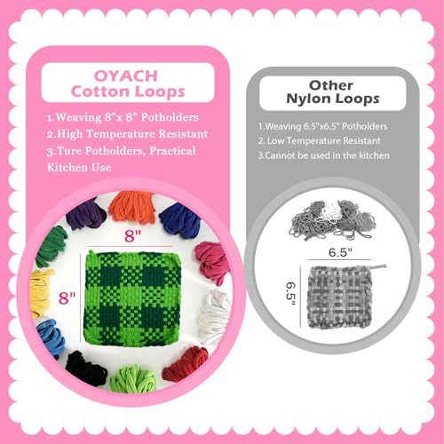 OYACH 10inch Cotton Potholder Weaving Loom Refill Loops,440 Potholder Loops - color: 10” Cotton Loop